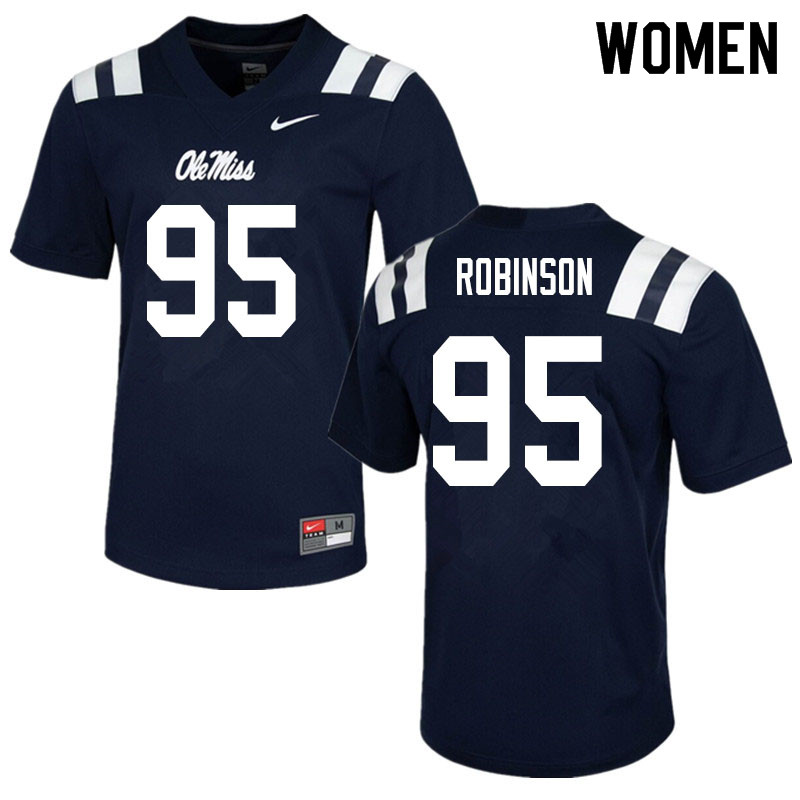 Women #95 Tavius Robinson Ole Miss Rebels College Football Jerseys Sale-Navy